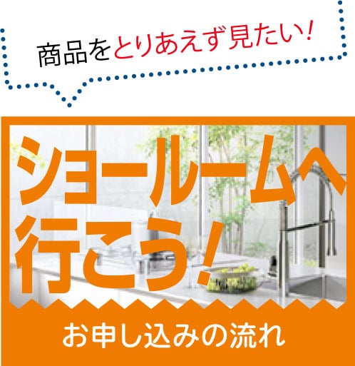 商品をとりあえず見たい!!ショールームへ行こう! お申し込みの流れ